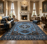 Grand tapis persan pour salon, tapis en velours cristal antidérapant, tapis vintage chic pour la décoration de la maison et de la chambre