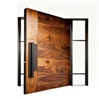 Porte d'entrée de luxe personnalisée pour maisons, en aluminium, avec panneau en bois, insonorisée, design moderne, portes extérieures