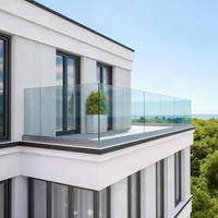 Système de balustrade en verre moderne avec profilé en aluminium en U intégré, balustrade en verre trempé sans cadre, résistant à la rouille, pour balcon et escalier