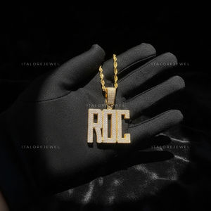 Colgante de Letra ROC de Plata 925 Chapado en Oro con Moissanita, Collar de Alfabeto, Joyería de Moda Hip Hop Unisex para Fiesta, Regalo, Amuleto - Product Image 3