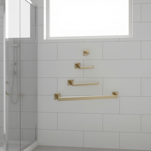 Juego de Accesorios de Baño de Latón Cepillado, Montado en la Pared, Estilo Contemporáneo, 4 Piezas, Acabado Premium - Product Image 2