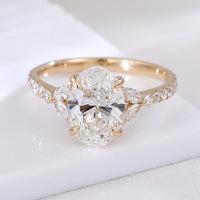 Bague en moissanite or 18 carats 4 carats, couleur D, VVS, tendance, simple, forme œuf de pigeon, bague de mariage personnalisable pour femme, vente chaude