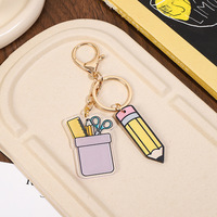 Porte-clés décoratif en acrylique avec impression UV, motif dessin animé, pour sac à crayons et cahier, léger et sûr, idéal pour les étudiants et l'usage quotidien à l'école