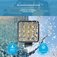 Projecteur de travail LED carré en aluminium du fabricant d'origine, éclairage de toit modifié, projecteur tout-terrain, lumière extérieure lumineuse et étanche