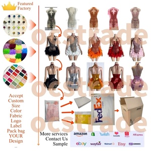 <span class=keywords><strong>Mini</strong></span> abito <span class=keywords><strong>trasparente</strong></span> con diamanti 2024 senza maniche O collo di Ocstrade Haute Couture rosa <span class=keywords><strong>vestito</strong></span> da Club strass Party abito Sexy - Product Image 2