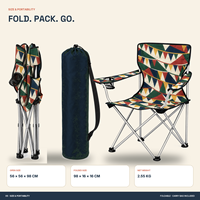 Chaise d'extérieur robuste pliable avec accoudoirs, porte-gobelet et motif logo personnalisé pour les expéditions de club – Vente en gros