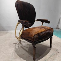 Fauteuil d'appoint de luxe en laiton, chaise design en métal, fauteuil décoratif pour salon, hôtel, villa, intérieur