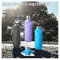 Gourde de sport personnalisée avec logo, en silicone diamant, pliable, pour le football, anti-chute, anti-fuite, avec fonction de boisson directe