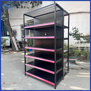 Perforated Supermarket Shelves Double Sided Freestanding For Convenience Store Lightweight Cold Rolled Steel Vertical Display - Product Image 4