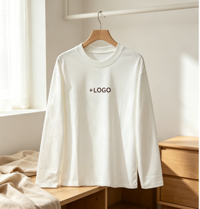 T-shirt à manches longues pour homme, col rond, 100% coton, vêtement décontracté, logo imprimé sur le devant, coupe classique, respirant, séchage rapide, tissu tricoté - Product Image 4
