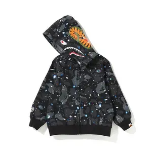 New Starry Luminous Children Clothes Shark Teeth Fashion Cool Carton Hoodies for Girls and Boys