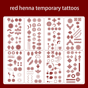 Autocollants de <span class=keywords><strong>tatouage</strong></span> au henné rouge pour tout le corps, transfert d'eau, logo personnalisé, fête, mariage, spécial, imperméable, longue durée, facile à appliquer - Product Image 4
