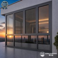 Ventanas Corredizas de Aluminio Modernas para Penthouse, Horizontales, con Doble Acristalamiento, Aislamiento Térmico, Pantalla Magnética Colgante, para Edificios de Gran Altura