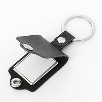 Llavero de Cuero PU Negro con Marco de Doble Cara para Sublimación de Fotos Personalizadas, Anillo para Llaves, Colgante para Bolsa, Recuerdo, Regalo
