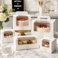 Boîtes à gâteaux rigides en carton recyclé avec fenêtre, qualité alimentaire, logo personnalisé, pour la vente en gros aux boulangeries