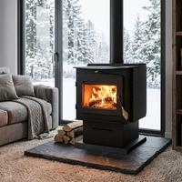 Poêle à bois en fonte d'acier haute puissance R2500A 14,4 kW pour intérieur, avec brûleur à bois et chauffage au bois