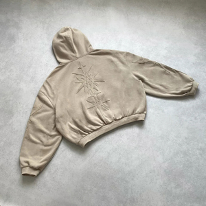 OEM Custom High Quality 100% Cotton Terry Waterproof Winter Men's <strong>Oversized</strong> Acid Wash Ripped Raw Hem <strong>Long</strong> Sweatshirts <strong>Hoodies</strong> - Product Image 3