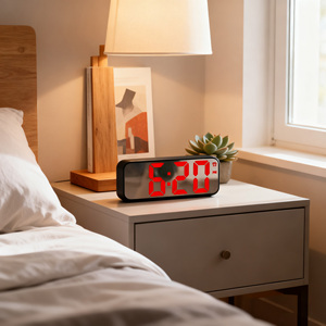 Réveil numérique électronique ABS avec grand écran LED miroir, <span class=keywords><strong>calendrier</strong></span>, température, fonction snooze, réglage de la luminosité, pour la maison et le bureau - Product Image 5