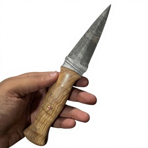Cuchillo de acampada de hoja fija Drop Point de acero de Damasco con mango de madera Pakka azul de 20 cm, cuchillo de supervivencia para exteriores DIY - Product Image 3