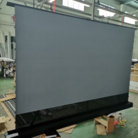 Écran motorisé au sol de 100, 110, 120 pouces, anti-lumière ambiante, format 16:9, tissu cristal noir, compatible avec les projecteurs laser à ultra courte focale