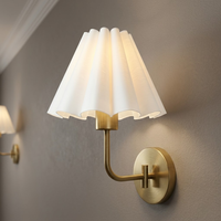 Applique murale plissée sans fil vintage à motif floral, avec ampoule rechargeable et abat-jour plissé, pour décoration d'hôtel