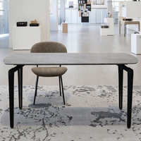 Usine chinoise vend des tables à manger rectangulaires en céramique avec pieds en métal de luxe moderne personnalisés, plateau en verre trempé, pour hôtel