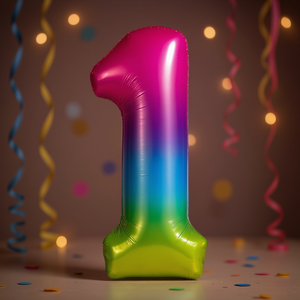 Globo de aluminio con el número 1, multicolor, metálico, de 45 cm, para decoración de fiestas de cumpleaños infantiles - Product Image 3