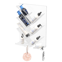 YUEFENG DISPLAY Étagère d'angle autoportante en plastique transparent, résistante à l'eau, design moderne, pour bouteilles de shampoing de 16 oz