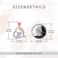 Bijoux sur le thème des animaux Collier à pendentifs en argent sterling 925 avec cœur de rose et zircon et vache Highland
