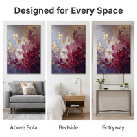 Peinture à l'huile peinte à la main, abstraite violette, à la spatule, sur toile, art mural, pour hôtel, vente en gros, galerie, taille personnalisable