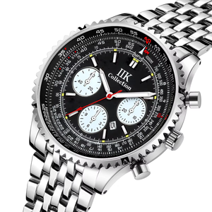 Montre tendance pour homme <span class=keywords><strong>IIK</strong></span> 1351, marque haut de gamme, bracelet en acier argenté, montre à quartz, calendrier, lumineuse, étanche, montre-bracelet pour affaires - Product Image 1