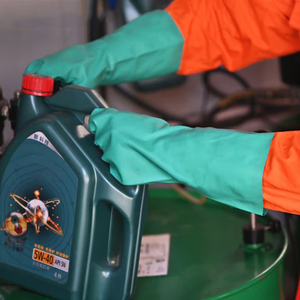 Guantes rectos forrados de 33 cm, sin látex, resistentes a químicos, certificados EN 374, resistentes a ácidos y álcalis, verdes, 15 mil - Product Image 5