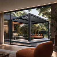 Pergola motorisée en aluminium à lames orientables Natural Gifts, kit prélaqué, rétractable, étanche et écologique
