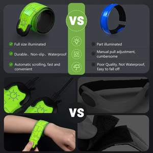 OEM Logo baskılı şarj edilebilir kişiselleştirilmiş Light up yapış bilezik gece yürüyüş emniyet uyarı yanıp sönen LED bileklik bandı - Product Image 3