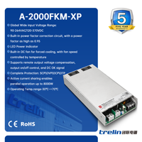 Trelin 2000W A-2000FKM PSU Daya Tinggi untuk Perangkat Semikonduktor & Sistem Rumah Pintar Sumber Daya 12V-48V