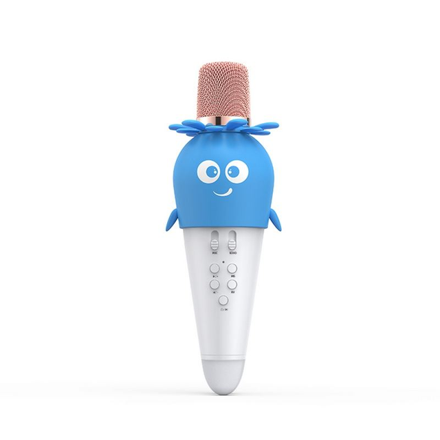 Bluetooth 5.0 Kids Karaoke Microphone, 4Ω 5W Portable Smart Music Player TWS Duet Voice Changer with LED Light