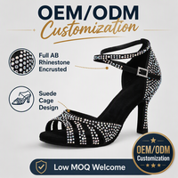 Diamantbesetzte lateinamerikanische Tanzschuhe für Damen, hochhackige, weichbesohlte Perlen-Sandalen für Hochzeiten, Partys, Salsa und Gesellschaftstanz