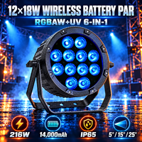 Projecteur LED PAR sur batterie 12x18W RGBAW+UV 5/15/25 degrés WiFi sans fil DMX IP65 pour location événementielle et mariages