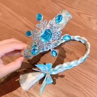 Princesse neige tresse perruque bandeaux couronne arc cheveux accessoires pour enfants