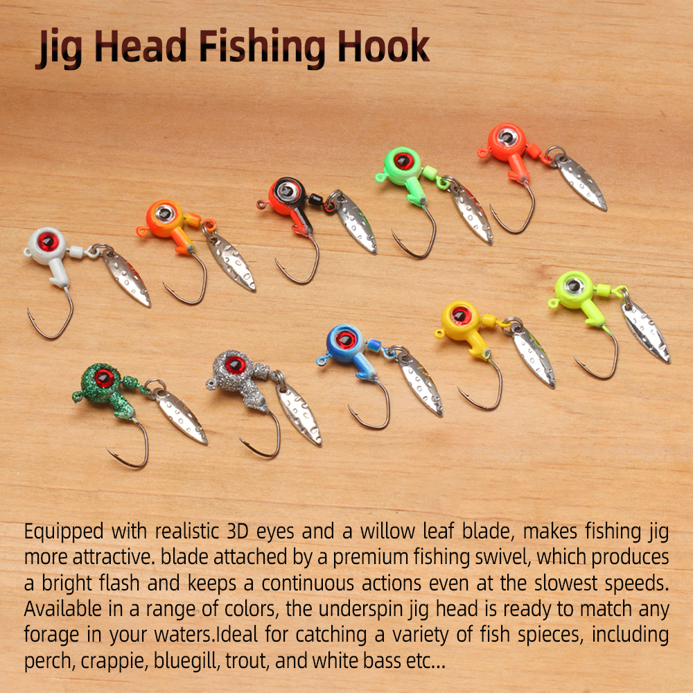 Wholesale Crappie Fishing Jig Head Hooks with Rotating Sequins