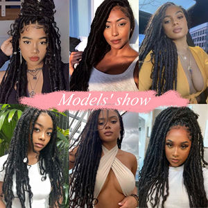 Clip con coulisse in capelli a coda di cavallo Crochet Boom Locs extension parrucchino per le donne con corpo sintetico e ricciolo di capelli umani - Product Image 6