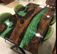 Fabrication Fourniture Salle à manger personnalisée Restaurant Café Bois Massif Résine Epoxy River Table