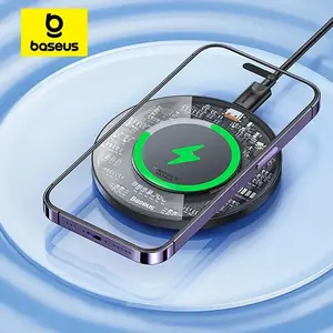 Cargador Inalámbrico Rápido Baseus de 15W para iPhone 15 14 para <span class=keywords><strong>Airpods</strong></span>, Base de Carga Rápida Inalámbrica Qi Visible para Accesorios de Juego - Product Image 1