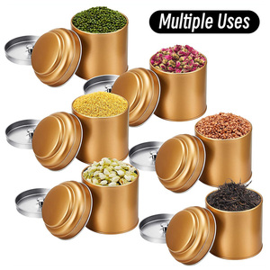 Barattolo in Latta Sigillato a Doppio Coperchio Ecologico per Tè Sfuso, Sacchetti di Tè, Caffè, Zucchero, Caramelle, Spezie, Alimenti per Bambini - Contenitore Rotondo - Product Image 4