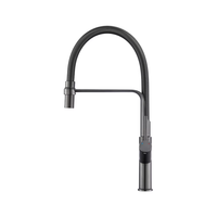 Robinet de cuisine moderne en laiton chromé de luxe, vente en gros d'usine, avec douchette extractible, eau chaude et froide, valve en céramique