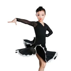 Dress Desain Profesional untuk Anak Perempuan, Gaun Pertunjukan Profesional Dansa Ballroom Latin untuk Anak Perempuan