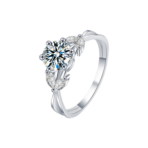 Bague classique en argent sterling S925 plaqué or 18 carats, 6 griffes, moissanite 1 carat, couleur D, série 9094, fortement recommandée - Product Image 1