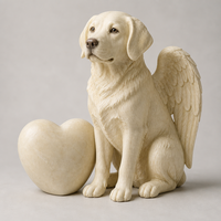 Statue commémorative personnalisée en polyrésine de chien Labrador ange avec ailes et cœur, souvenir de deuil pour animaux de compagnie, décoration de table crème pour la maison