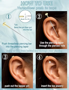 Venta al por mayor: Nuevo set de joyería corporal bohemia de acero inoxidable chapado en oro de 18 quilates para <span class=keywords><strong>piercing</strong></span> de labio, anillos de <span class=keywords><strong>nariz</strong></span> y pendientes de botón Aiqibao - Product Image 3