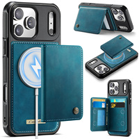 Dompet Ponsel Kulit PU dengan Pengisian Daya Nirkabel Magnetik dan RFID, Kompatibel dengan Seri Apple 18/17/16/15/14/13/12